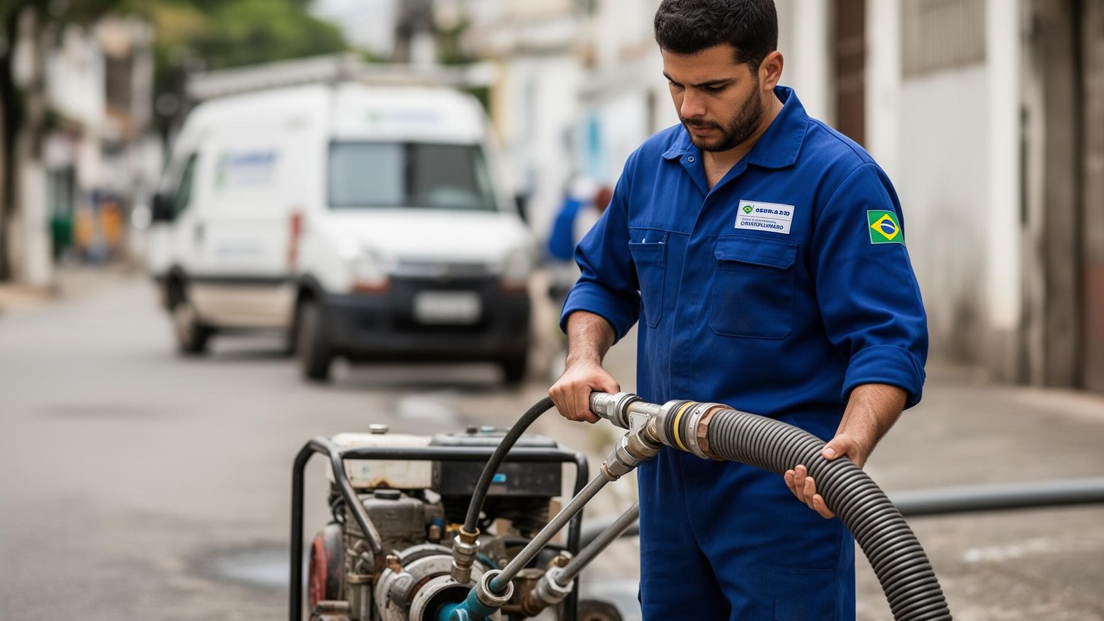 Desentupidora em Campo Grande - profissional realizando desentupimento